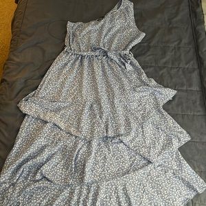 PRETTYGARDEN Women's Floral MIDI Sundress Casual One Shoulder Tiered Ruffle